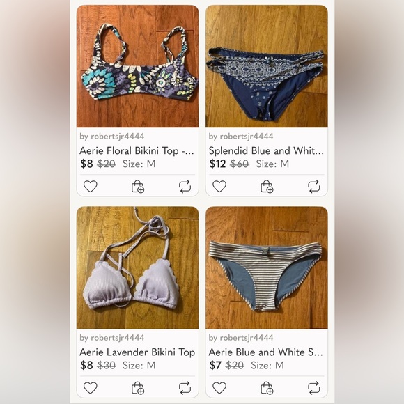 Aerie Blue and White Floral Bikini Bundle - Picture 1 of 1